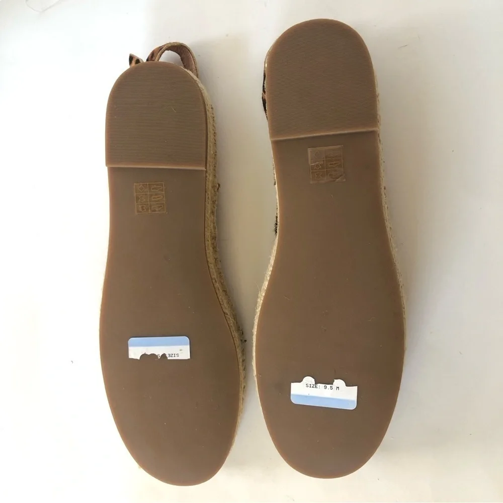Madewell Malia Asymmetric Leopard Leather Calf Hair Espadrille Sandal Size 91/2